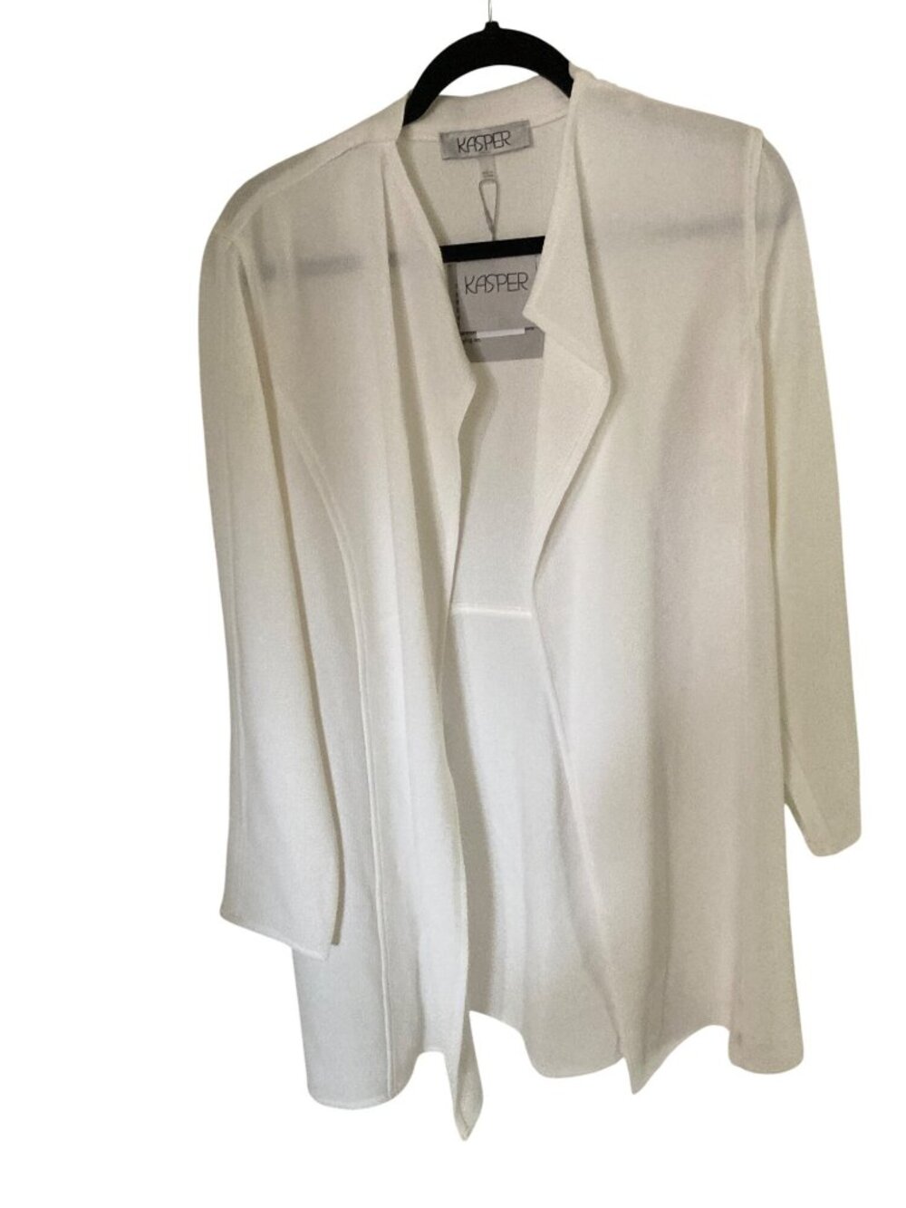 KASPER WOMENS DRAPED OPEN-FRONT JACK VANILLA ICE Large NWT